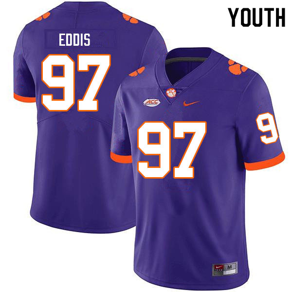 Youth #97 Nick Eddis Clemson Tigers College Football Jerseys Sale-Purple - Click Image to Close